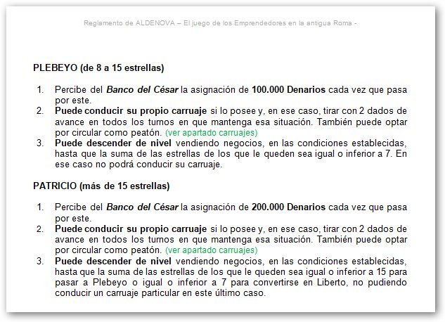 Condiciones de las categoríass Categorías